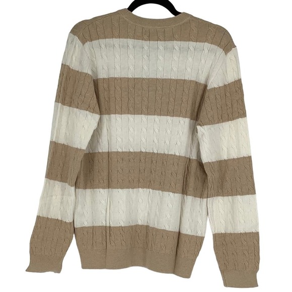 NEW! NAADAM Size Medium Cashmere Striped Cable Crewneck Sweater $375 msrp J6-8 - Picture 2 of 11